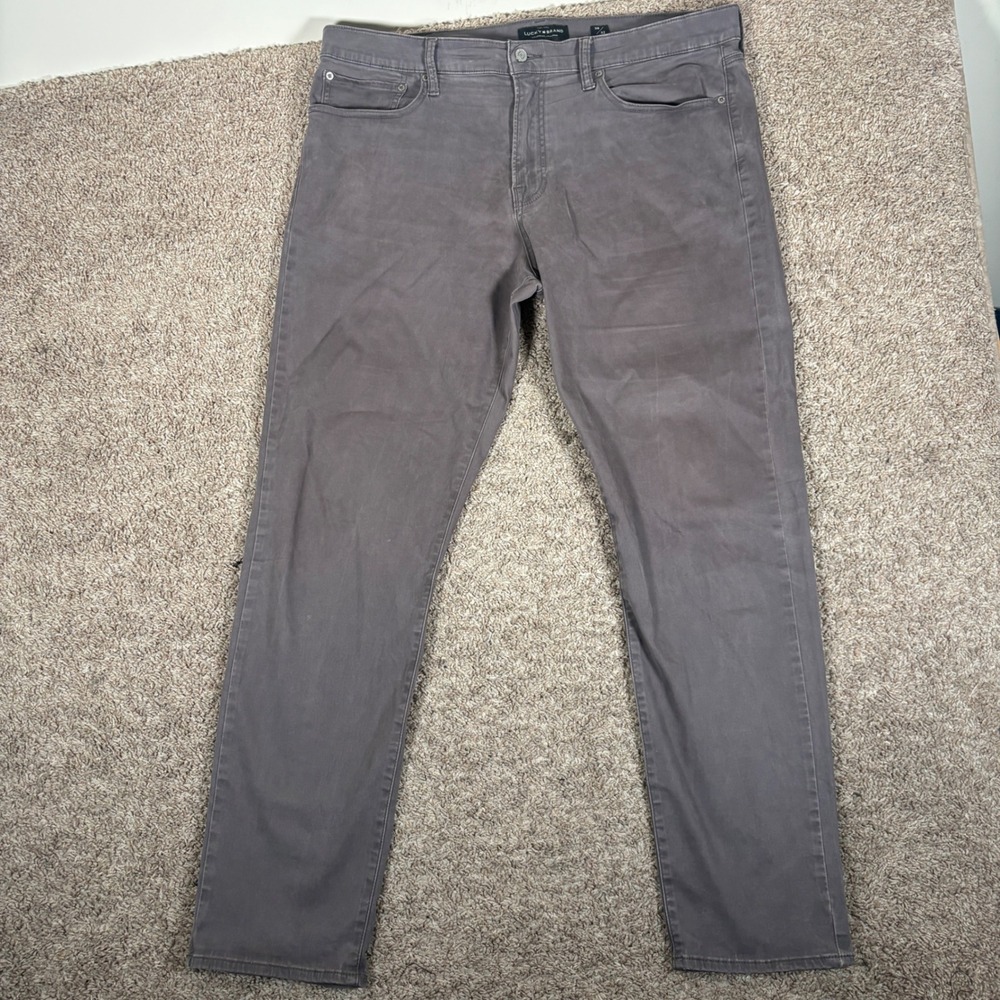 Lucky Brand‎ 121 Slim Mens Grey Stretch Pants 38x32 Charcoal Trousers 5-Pocket